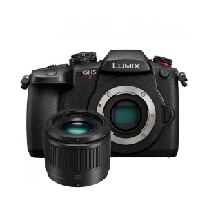 Panasonic Lumix DC GH5 II Body Only Bundling 25mm f1.7 ASPH, Memory (Black)